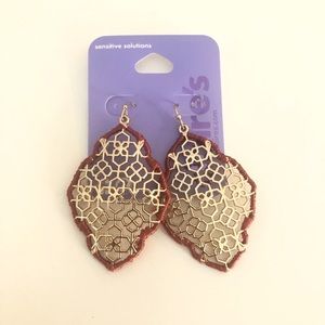 Claire's Gold 2" Filigree Thread Drop Earrings Red